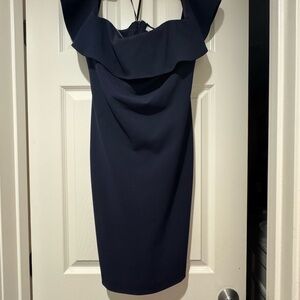 Calvin Klein Midnight Blue off the shoulder pencil dress